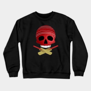 Cricket Ball Skull and Crossed Cricket Bats Crewneck Sweatshirt